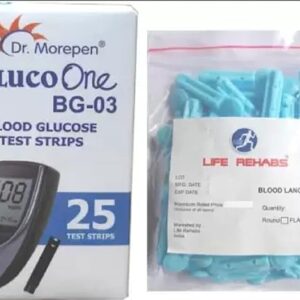 Dr. Morepen Gluco one BG03 25 strips with 25 life rehabs lancets Health Care Appliance Combo