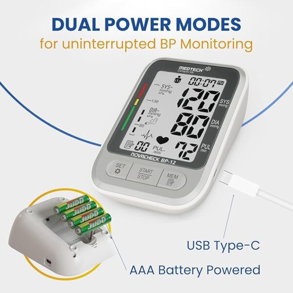 MEDTECH® BP12 Fully Automatic Portable Digital Blood Pressure BP Monitoring Machine with Smart MDD Technology for Most Accurate Measurement | Arm Size (22-42cm) | Clinically Validated | 2 Years Warranty - Image 3