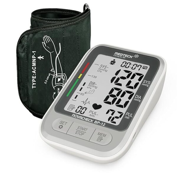 MEDTECH® BP12 Fully Automatic Portable Digital Blood Pressure BP Monitoring Machine with Smart MDD Technology for Most Accurate Measurement | Arm Size (22-42cm) | Clinically Validated | 2 Years Warranty